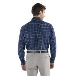 Button-down check shirt, blue, size xxl