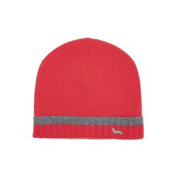 Beanie with ribbed hem, red, size uni