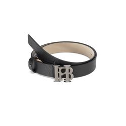 Belt with initialled buckle, black, size 44