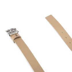 Belt with initialled buckle, beige, size 44