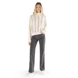 Cable-knit angora sweater, white, size xs