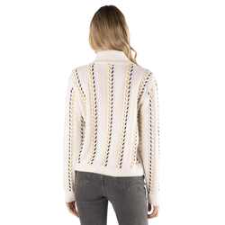 Cable-knit angora sweater, white, size xxs