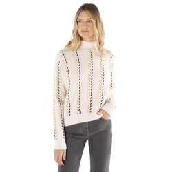 Cable-knit angora sweater, white, size xl