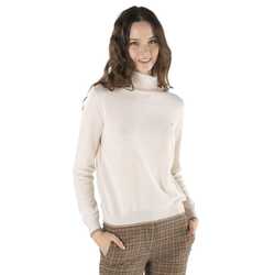 Cashmere-blend high-neck sweater, white, size xs