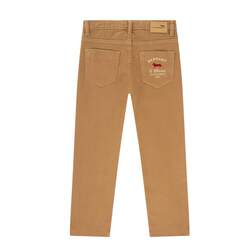 5-pocket gabardine trousers with special embroidery, brown, size 14y