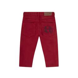 5-pocket gabardine trousers with rear pocket embroidery, red, size 18m