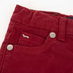 5-pocket gabardine trousers with rear pocket embroidery, red, size 18m