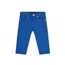 5-pocket gabardine trousers with rear pocket embroidery, blue, size 24m