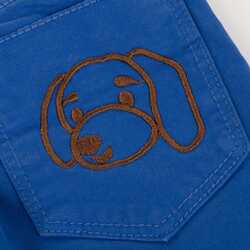 5-pocket gabardine trousers with rear pocket embroidery, blue, size 36m