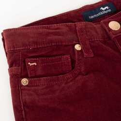 Baby cord trousers with 5 pockets and pocket embroidery, red, size 10y