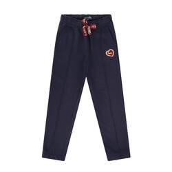 Brushed fleece trousers with heart embroidery, blue, size 10y