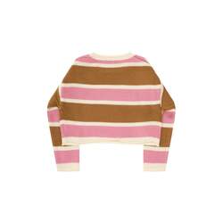 Block-striped cropped sweater, brown, size 14y