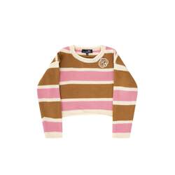 Block-striped cropped sweater, brown, size 6y