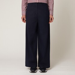 Linen & cotton blend high-waisted trousers, Navy blue, size 36