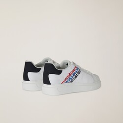 Leather sneakers with side lettering, White, size 39
