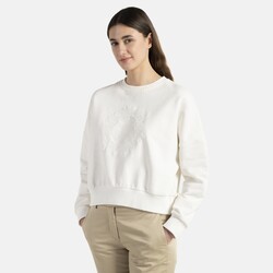 Crew-neck sweatshirt with embroidery, White, size XS