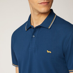 Polo with contrasting details, Blue, size S