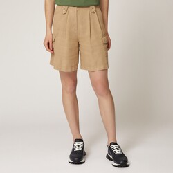 Linen bermuda shorts with pockets, Beige, size 36