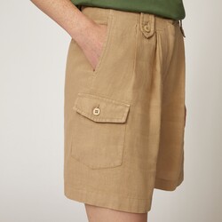 Linen bermuda shorts with pockets, Beige, size 36