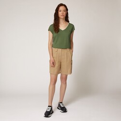 Linen bermuda shorts with pockets, Beige, size 36