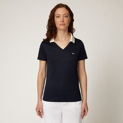 Lisle-thread polo shirt, Navy blue, size XXS