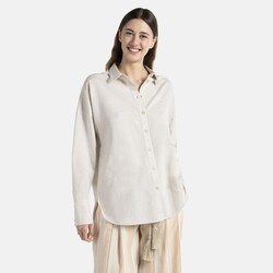 Boxy shirt with dropped shoulders, Beige, size 46