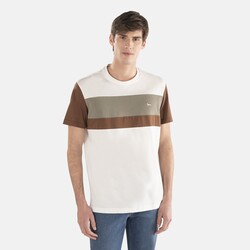 Cotton t-shirt with horizontal bands, White, size S