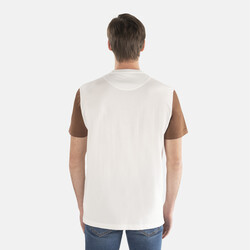 Cotton t-shirt with horizontal bands, White, size S