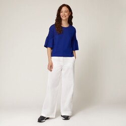T-shirt with smocked sleeves, Cobalt blue, size XXS