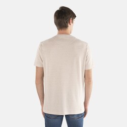 Striped t-shirt with desert oasis breast pocket, Beige, size S