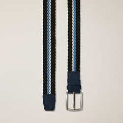 Regimental belt with contrasting weave, Navy blue, size 48