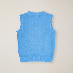 Pure cotton vest with dachshund, Light blue, size 24M