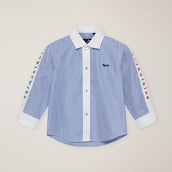 Striped shirt with contrasting details, Light blue, size 24M