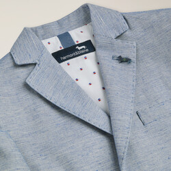 Cotton satin jacket with pin, Indigo, size 4Y