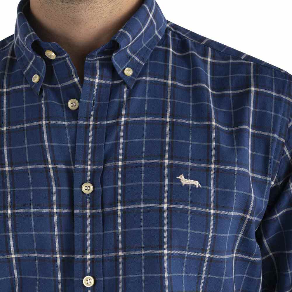 Button-down check shirt, blue, size m