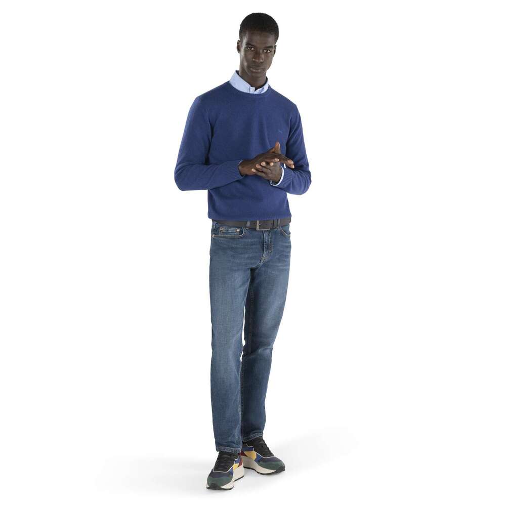 Basic eco-cashmere sweater, blue, size 3xl