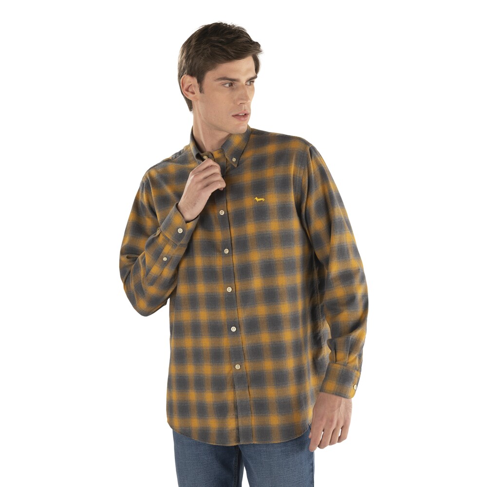 Check flannel shirt, yellow, size m