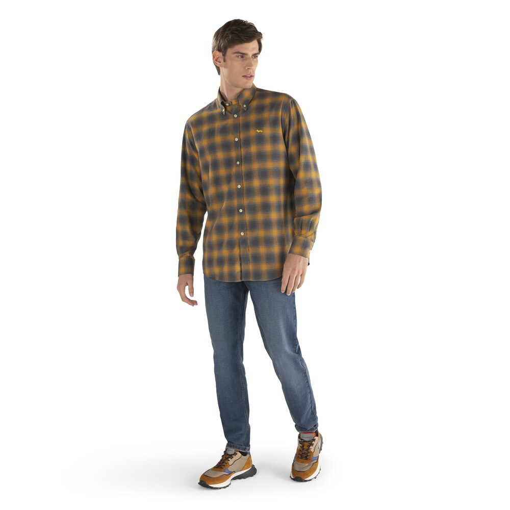 Check flannel shirt, yellow, size xl