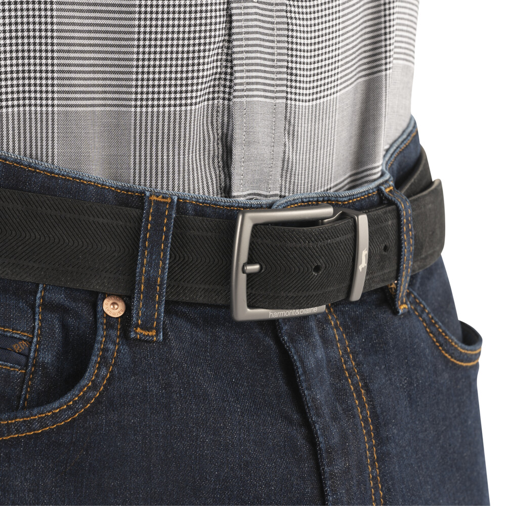 Belt with chevron print, black, size 48