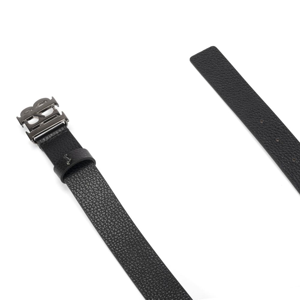 Belt with initialled buckle, black, size 38