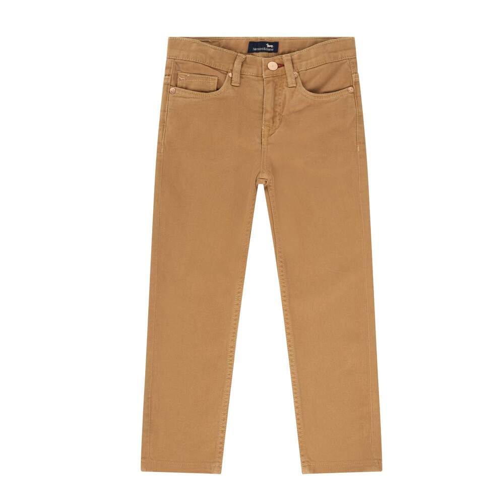 5-pocket gabardine trousers with special embroidery, brown, size 2y
