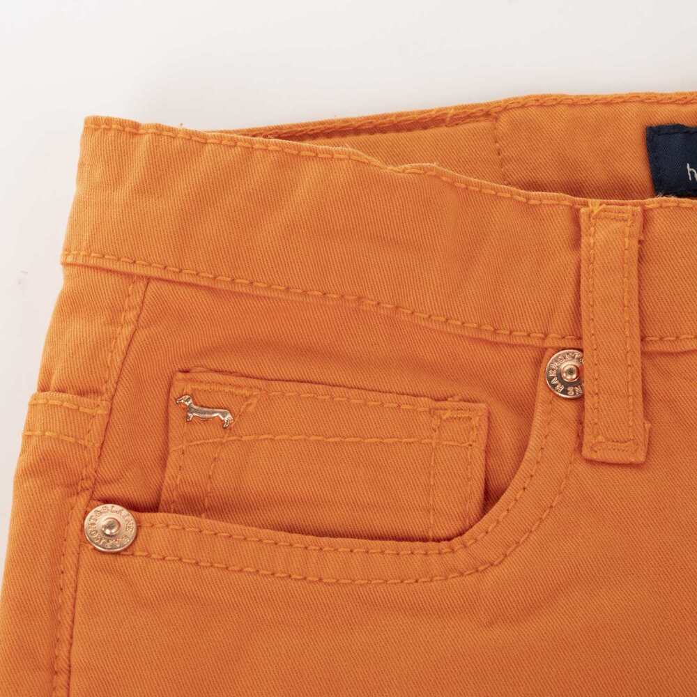 5-pocket gabardine trousers with pocket embroidery, brown, size 10y