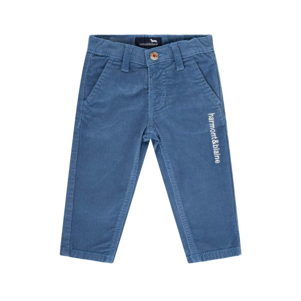 Baby cord trousers with slanted pockets, blue, size 18m
