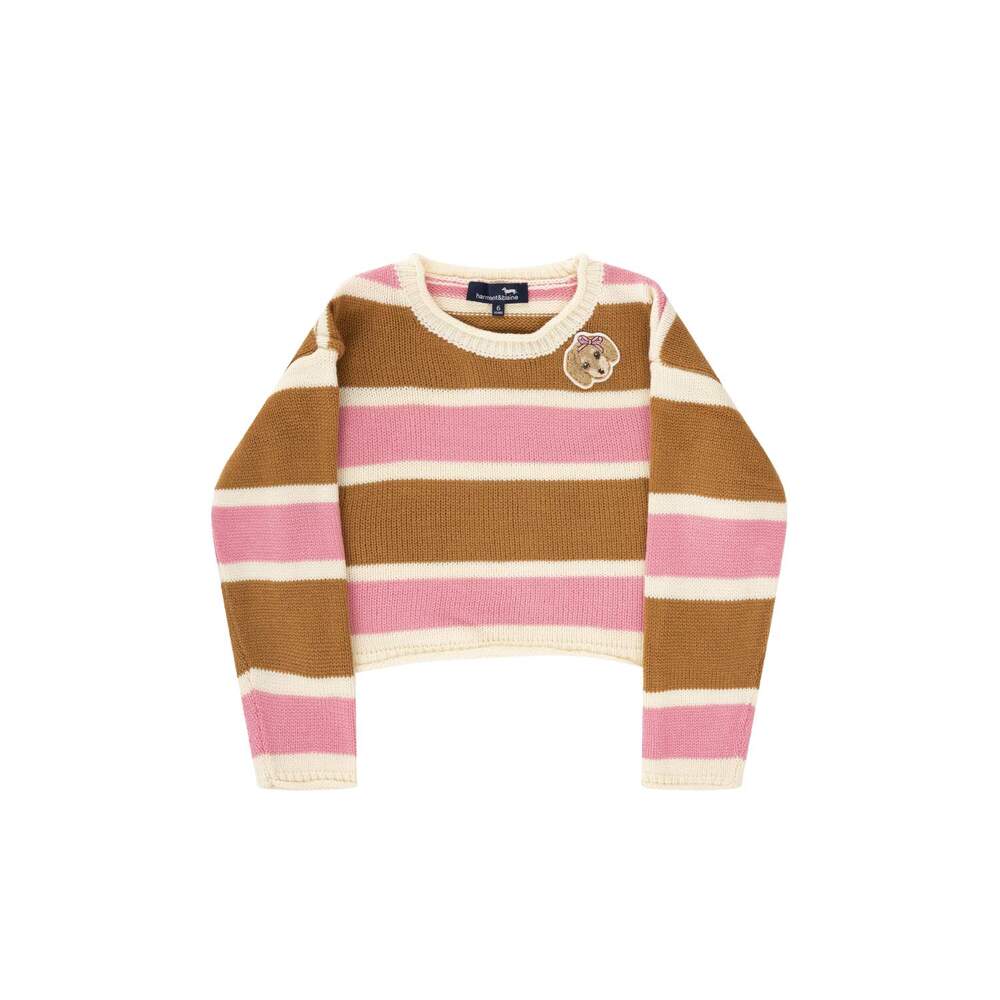 Block-striped cropped sweater, brown, size 6y