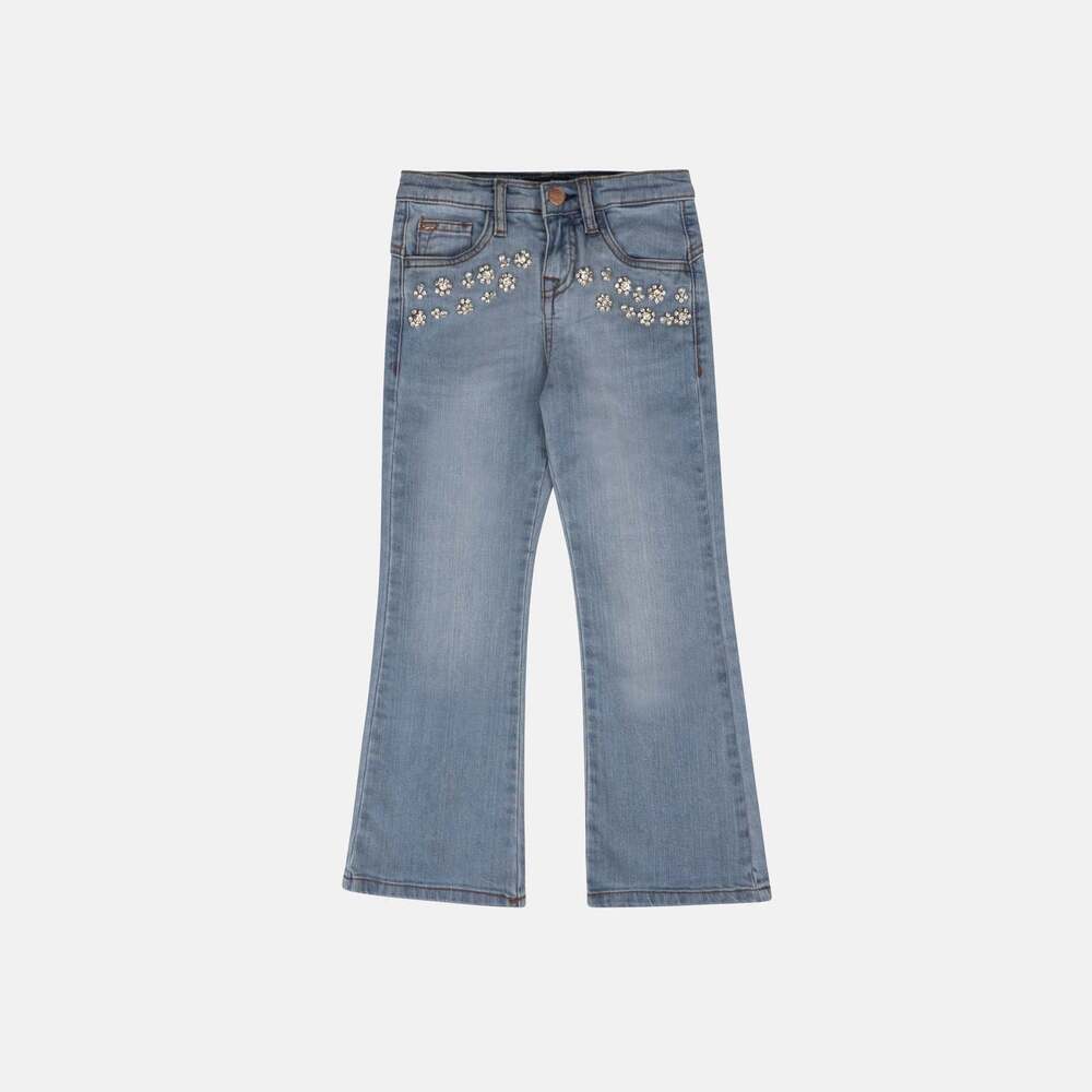5-pocket jeans with stone appliquÃ© detail, light blue, size 12y