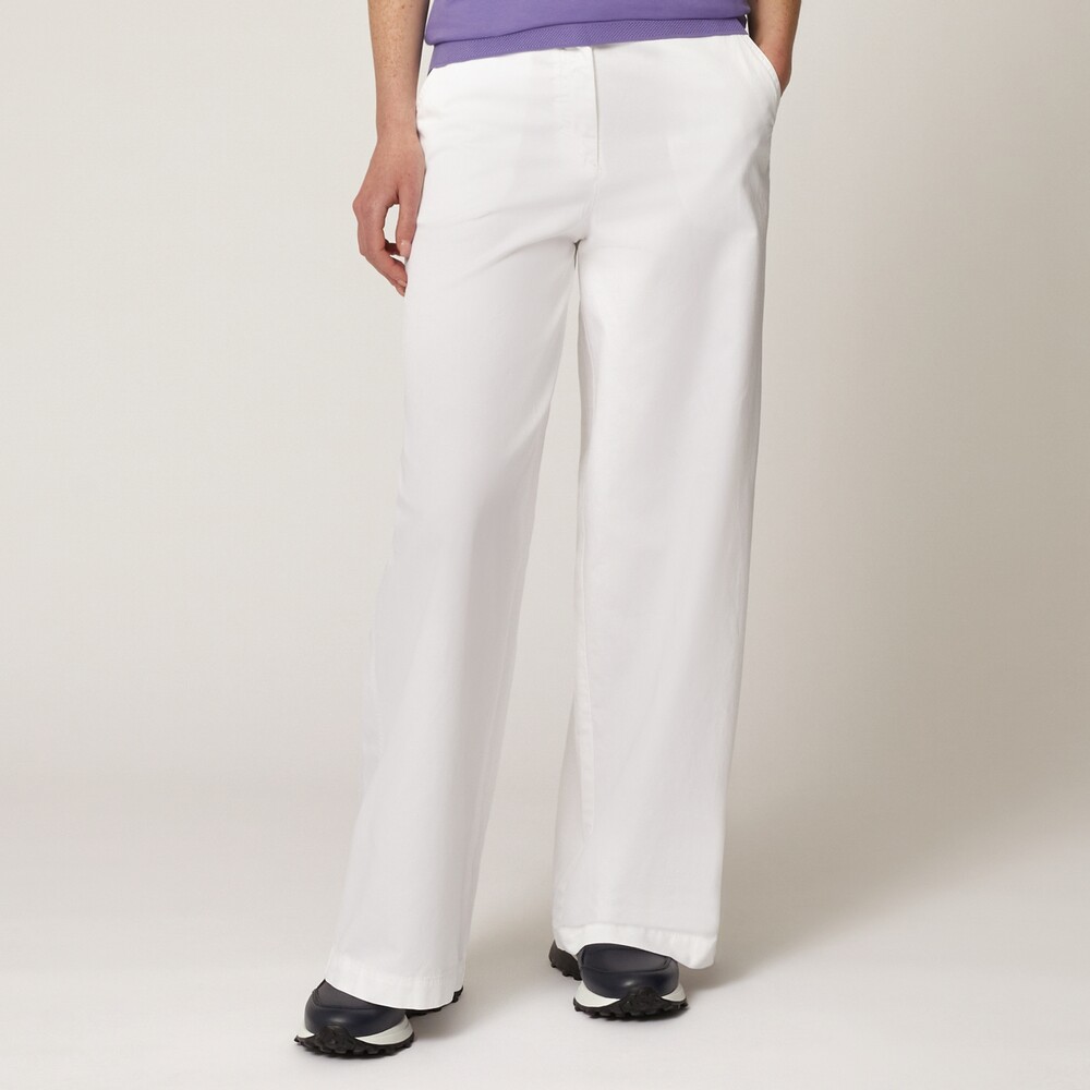 Pantalón talle alto mezcla de lino y algodón, Blanco, talla 40, 543662003 | Harmont & Blaine