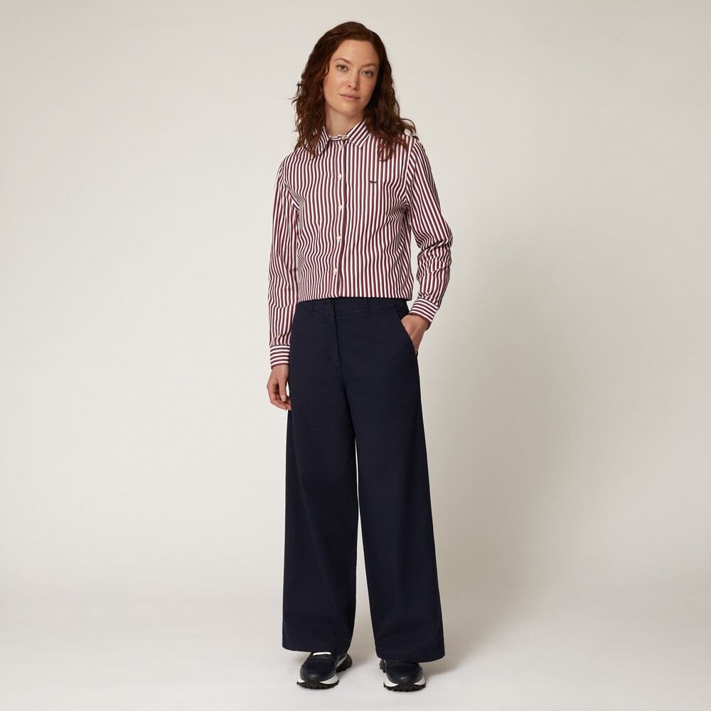 Linen & cotton blend high-waisted trousers, Navy blue, size 36