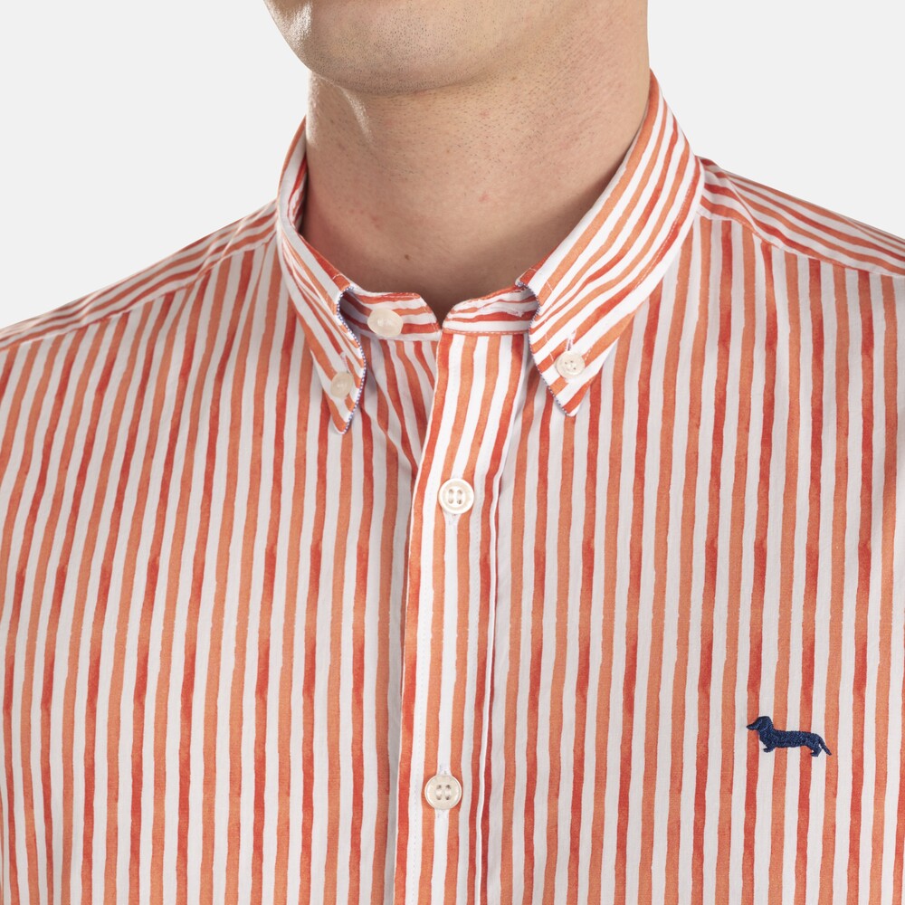 Striped shirt with contrasting interior, Orange, size S