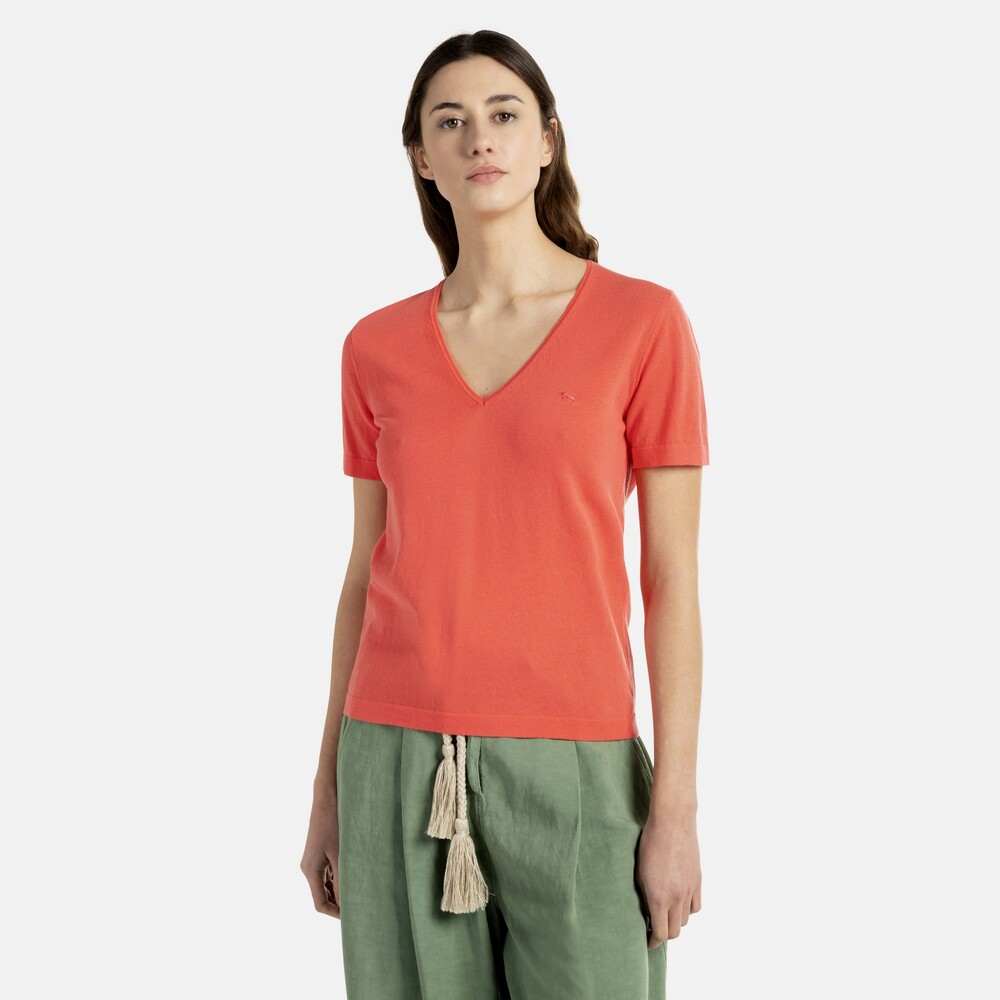 Machine-knit cotton t-shirt, Light red, size XXS