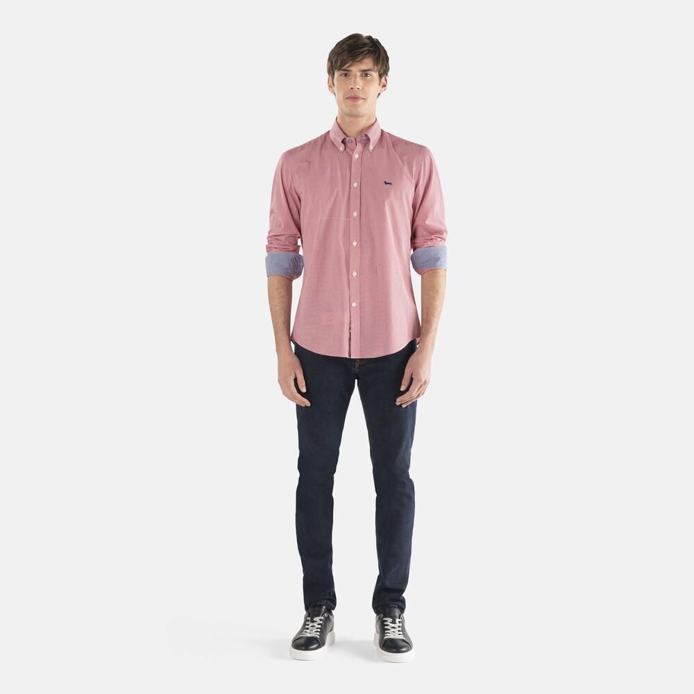 Check shirt with contrasting inserts